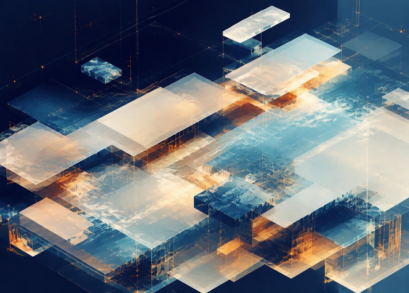 Abstract layered translucent planes representing cloud infrastructure